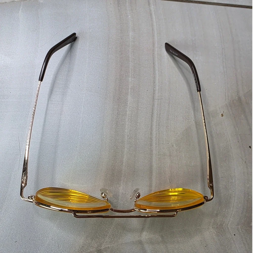 Zenni Optical Gold Aviator Frames Only 419014 Retro Double Bridge Eye Glasses D1